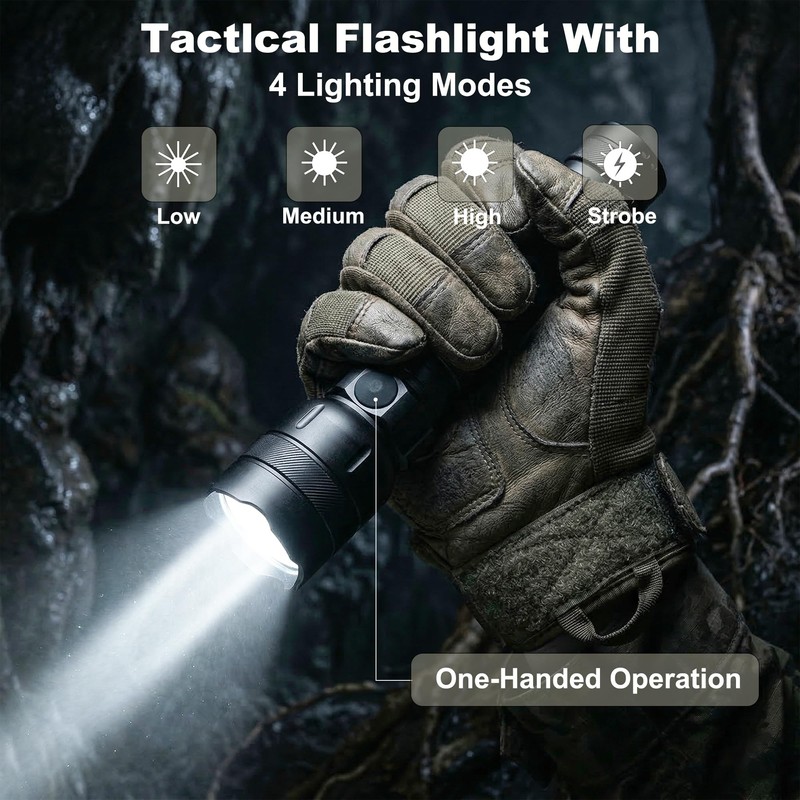 SuperFire LED Tactical Flashlight, 1300 High Lumens with 6 AA