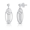 925 Sterling Silver Earrings Mackintosh Oval Rose Design Post and