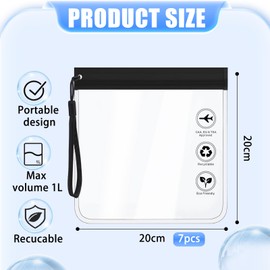7 x Zip Bags Aeroplane Liquids Bags 1 L, TSA Approved 1 Litre Bag Aeroplane Hand Luggage Liquids Toiletry Bag, Air Travel Accessories, Holiday Must Haves Vacation Travel Essentials Gadgets,