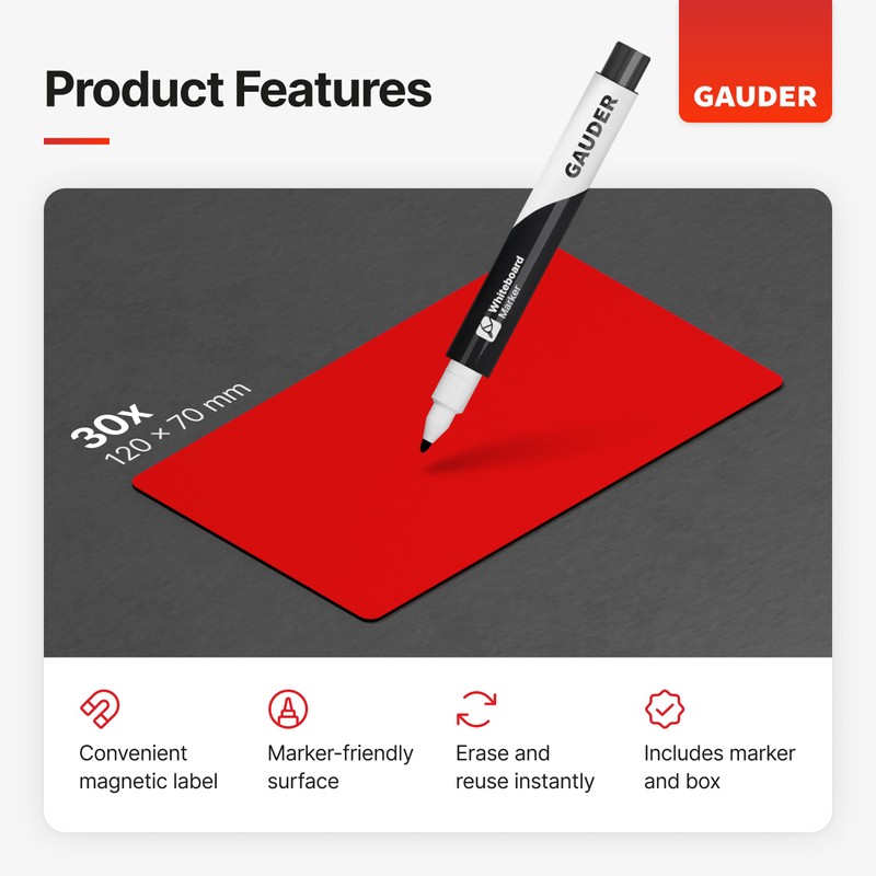 GAUDER Magnetic Dry Erase Labels | Magnetic Labels to write