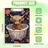 Highland Cow Clipboard, Cute Decorative Clip Board with Metal Clip