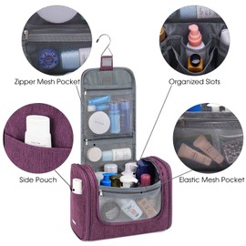 Large Hanging Toiletry Bag for Men and Women, Portable Waterproof Bathroom Shower Bag, Lightweight Kit Shaving Bag (Purple Denim)