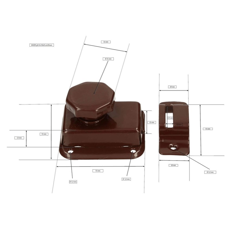 KOTARBAU Sliding Bolt White/Brown Lock Latch Door Bolt Gate Bolt