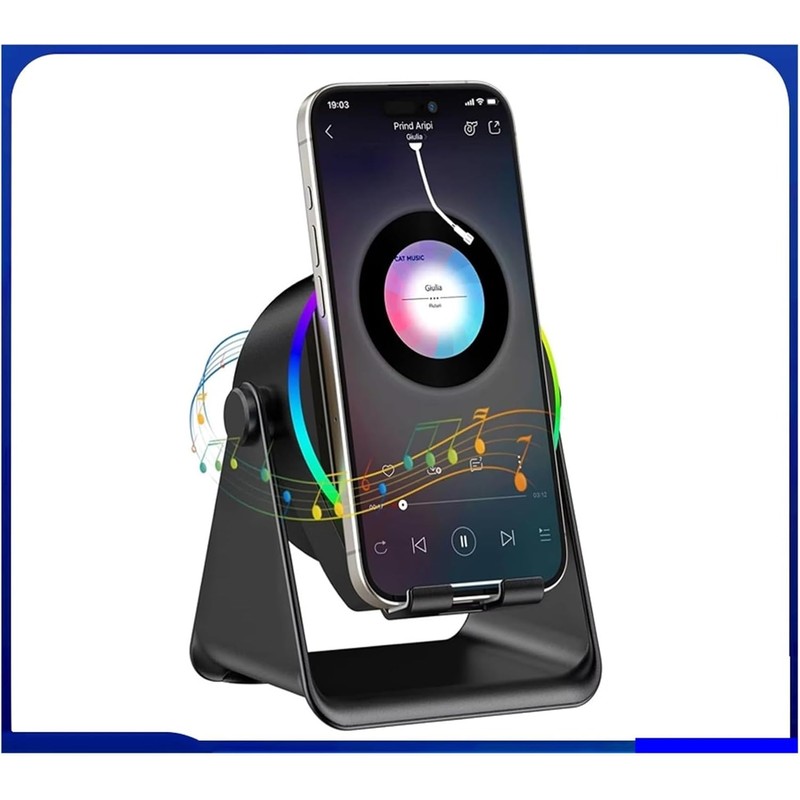 Bluetooth Speaker con Soporte para Teléfono – Inducción, Estéreo y