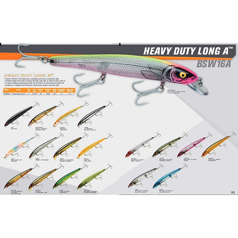 Bomber Lures BSW16AXM7 Heavy Duty Long Lure, A7/8 oz, 6",