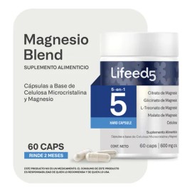 Suplemento Magnesio 5 En 1 Lifeed5 Citrato De Magnesio, Glicinato De Magnesio, L-treonato De Magnesio, Malato De Magnesio Y Estearato De Magnesio 60 Cápsulas