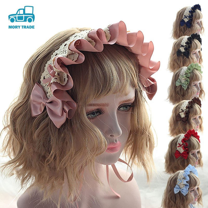 morytrade Headband Headdress Ruffle Maid Cosplay (Pink)