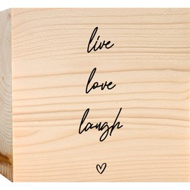 live love laugh Holzbild + Reagenzglas zum Hinstellen opt. als Vase oder Geldgeschenk - Schöne Deko, Beste Freundin, Geschenke für Freundin, Motivationsgeschenke, Deko Wohnzimmer, Wohnzimmer Deko