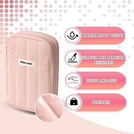 Sahunfri Cable Organiser Bag,Waterproof Travel Cable Electronics Organiser Bag Anti-Slip Wear-Resistant,Charger Accessories Bag for Travel Storage (Pink)