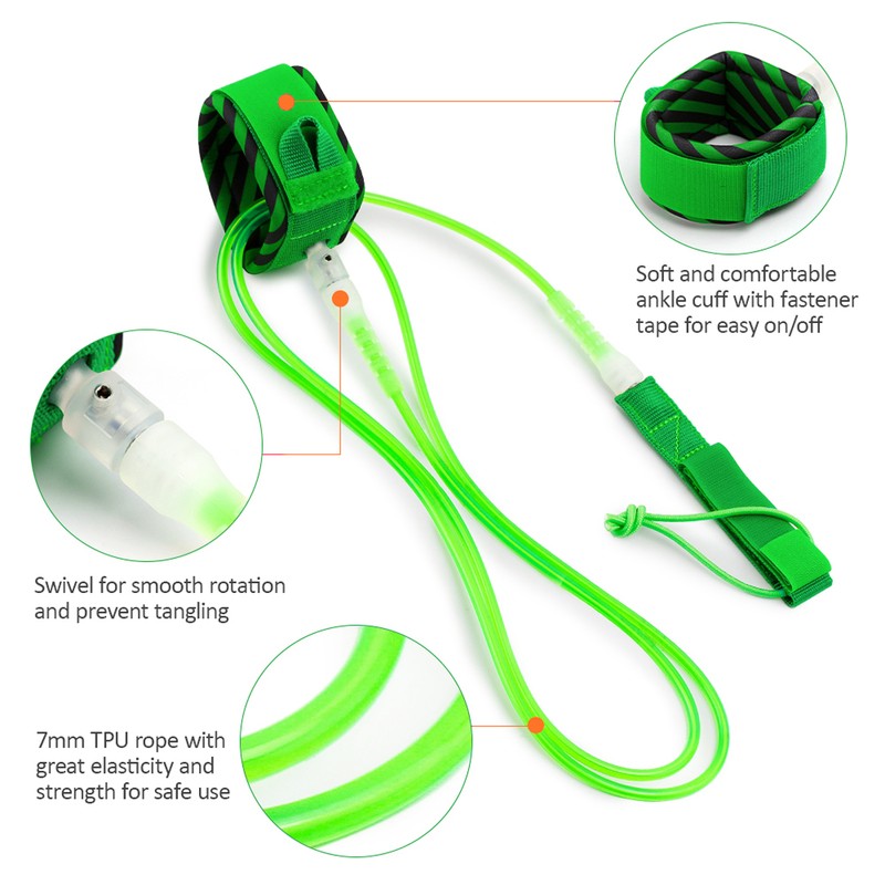 Surf Leash Surfing Surfboard Leash Smooth Steel Swivel Surfing Leg