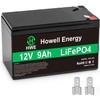 HWE Energy 12V 9Ah Lithium Battery, Deep Cycles Rechargeable LiFePO4