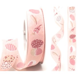 s.dekoda Ribbon 20 m x 25 mm Pink Easter Egg Feather Easter Ribbon Decorative Ribbon [D51427]
