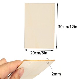 TSKDKIT A4 Plywood Sheets Basswood Sheet 2mm Craft Wood Blank Unfinished Wood Board for Craft DIY Painting Modelling Fretwork Engraved Home Decor(30 x 20cm)