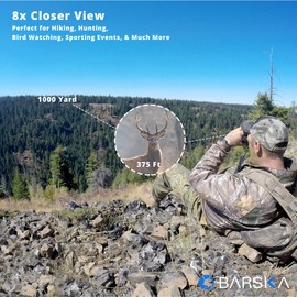 Barska AB12990 Level ED 8x32 Binoculars with Crystal Clear Glass BAK-4 Prism Perfect for Bird Watching Hunting Outdoor Concerts and Sports in All Weather Condition-Waterproof, Fogproof