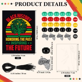 Tondiamo 50 Sets Juneteenth Freedom Day Party Favors Black History Month Bracelets Include Acrylic Beads Africa Map Charm Cards Rope Bag for Party Decoration
