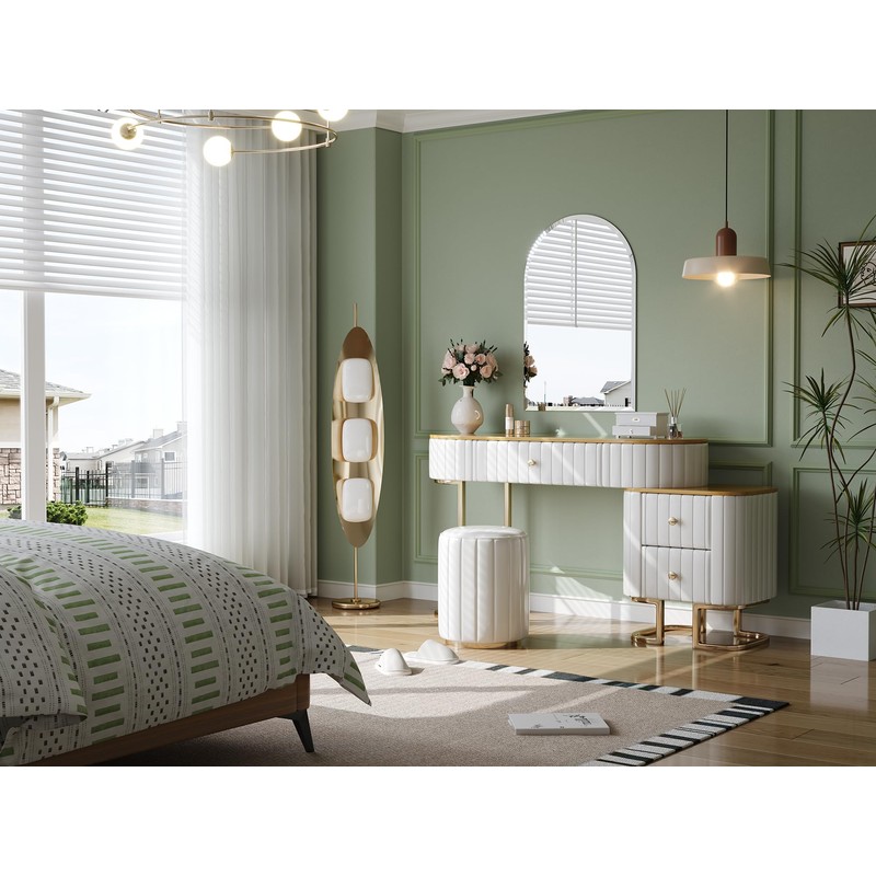 Brauthon Frameless Bathroom Mirror, 24" x 36" Arched Vanity Mirror