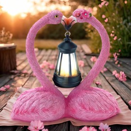 yiilead 25 cm Heart-Shaped Flamingo Decoration, Solar Flamingo Garden Figures, Gifts for Women, Unique Housewarming Gifts for Mothers, Lovers and Anniversary Gifts