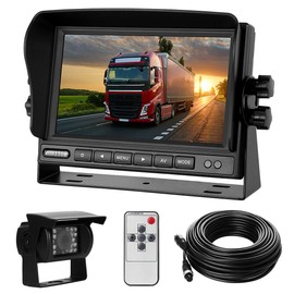 Backup Camera system Kit 7" LCD Reversing Monitor +Rear View Back Up Camera with 170 ° Wide Angle, Waterproof IP68, 18 Infrared Night Vision for Trucks/RV/Trailers/Bus/Vans/box truck