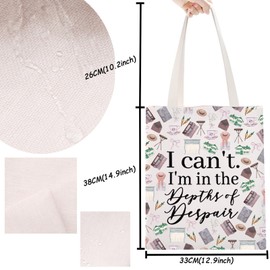 TSOTMO Book Merch Gift Reader Reading Book Lovers Bookish Tote Bag (DESPAIR)
