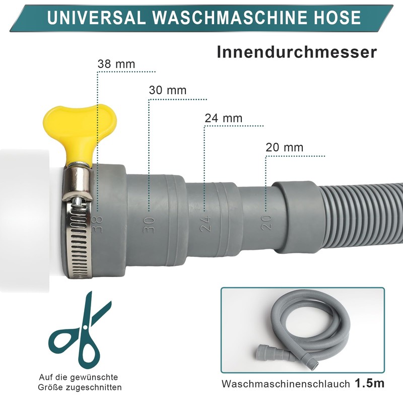 SDLDEER Washing Machine Drain Hose, 1.5 m Drain Hose Extension,