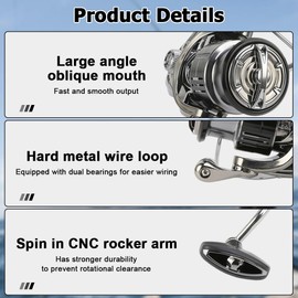 Spinning Reel, Powerful Aluminium Fishing Reel with Brake and 50dB Alarm Sound for Freshwater and Saltwater Fishing