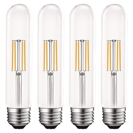 LUXRITE Vintage T9 LED Tube Light Bulbs 60W Equivalent, 3000K Soft White, 550 Lumens, Dimmable Edison Tubular Light Bulbs 5W, Clear Glass, LED Filament Bulb, UL Listed, E26 Standard Base (4 Pack)