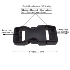SGH Pro Quick Side Release Buckles 1" Wide 4 Pack Dual Adjustable No Sewing Clips Snaps Heavy Duty Plastic Replacement for Nylon Strap Boat Cover Backpack Fanny Pack Nylon Webbing Belt Dog Collars