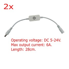 JZK 2 X White LED Monochrome Touch Switch Dimmer LED Strip Brightness Control On/Off Switch for DC 5V-24V Single Color Strip Light