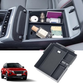 PIMCAR Compatible with 2022+ Hyundai Tucson Limited & 2022+ Santa Cruz Center Console Organizer ABS Plastic Material Armrest Box Insert Tray Accessories (Not for Santa Cruz Limited)-Black