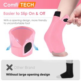 Comfitech Ankle Ice Pack Wrap Sleeve with Large Opening, Reusable Gel Cold Pad for Foot and Heel, X-Large, Pink