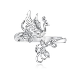 ABIGY Phoenix Ring 925 Sterling Silver Phoenix Jewellery Feather Rings Animal Ring for Women