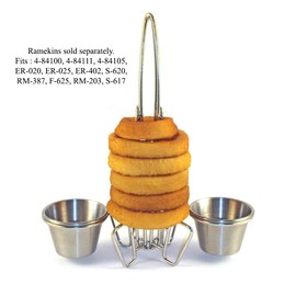 G.E.T. Enterprises 4-982029 Onion Ring Tower with Two Sauce Cup Holders, Stainless Steel (Sauce Cups Sold Separately)