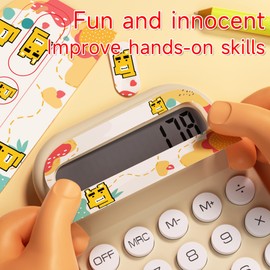 Exlliy Cute Calculator, 8-Digit LCD Mini Pocket Calculator, Aesthetic & Compact, Versatile for All Ages & Settings (Beige, S)