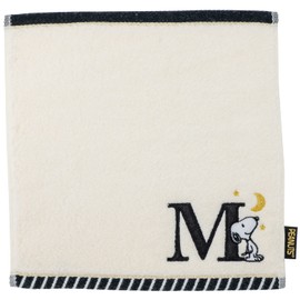 Tsujiseru Snoopy Mini Towel 25cm Initial M Embroidered White