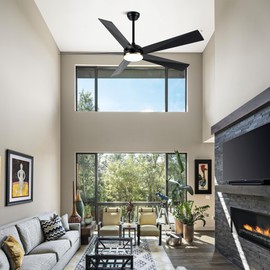 Oaks Aura 65'' Black Gold Ceiling Fan with Light, 6 Speed,Reversible,Noiseless,3 CCT,Indoor/Outdoor Large Ceiling Fans with Lights and Remote for Kitchen Living Room Dining Room Patio