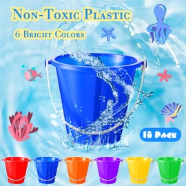 Sratte 48 Packs Beach Sand Buckets and Shovels Sets for Boys Girls, Plastic Beach Pails Sand Toys for Summer Pool Party Favors