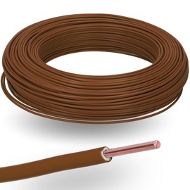 10 m Kalitec H07V-U 1 x 1.5 mm² Brown I Flame-Retardant PVC Single Core 1.5 mm2 Stranded Rigid Copper I 450/750 V I Wiring Cable Single Wire for Internal Wiring of Machines and Lights