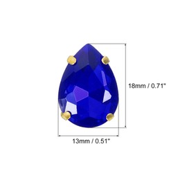 QUARKZMAN Pack of 20 Teardrop Shape Sew-On Rhinestones - 18 x 13 mm Flat Back Glass Drops Crystal Rhinestone Gold Prong Setting for Craft Jewellery (Sapphire Blue)