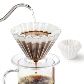 Brew Choice Pour Over Coffee Dripper with 40 Paper Filters, Coffee Filter Cup, Manual Drip Coffee Brewer, Easy Clean, Ideal for Beginners, Home Office Camping 1-2 Cup