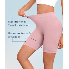 Okimay 4 Pack Slip Shorts for Under Dress Women Seamless Boyshorts Panties Anti Chafing Shorts