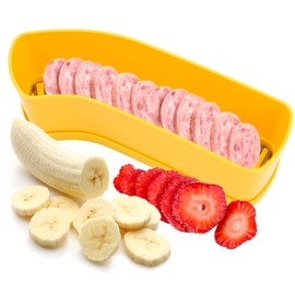 Fruit Slicer Cup Banana Slicer: Cucumber Cutter, Speed Cutter for Strawberry Egg Hot Dog Grape, NEW 2025 Kitchen Portable Slicing Tool (Yellow)