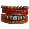 Ipetboom 4pcs Braided Adjustable Leather Bracelet Set for Men and