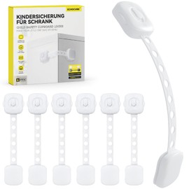 ECHOCUBE Child Proof Cabinet Locks, 6 Pieces Double Locks Baby Safe Cabinet Locks, Adjustable Baby Safety Locks for Cabinets, Drawers, Refrigerator, Toilet (White)