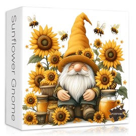 PICKFORU Sunflower Gnome Puzzle for Adults 1000 Pieces, Funny Garden Gnomes Honey Bee Jigsaw Puzzle, Floral Nature Themed Challenge for Adults Art