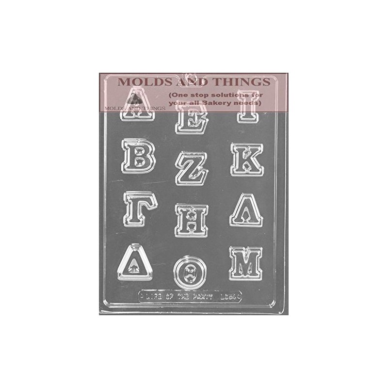 Greek Letters Chocolate Molds With Copyrighted Candy Making Instruction