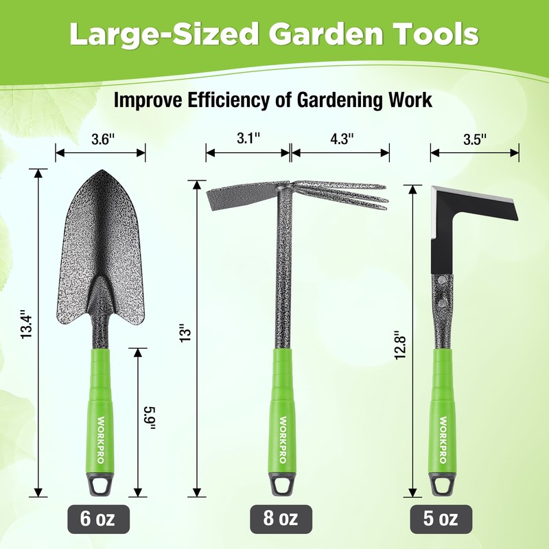 WORKPRO 6-Piece Garden Tool Set, Heavy Duty Gardening Hand Tools