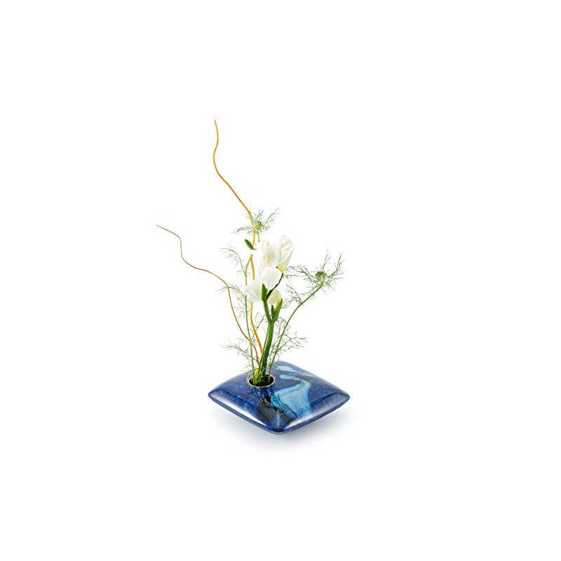 Georgetown Pottery Square Ikebana Flower Vase, Blue Wave