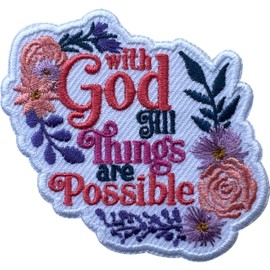LEMILLE with God All Things are Possible Patch, Size 3" Sew On Patches, Jesus Embroidery Fabric Patches for Clothes Jean Backpack, Applique Embroidery Iron On Patches for Clothes, Gift for Christians