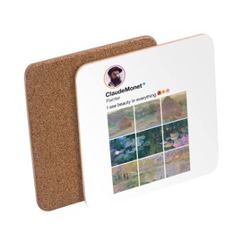 Cork Coaster - Claude Monet Social Network Painting - 1 Piece (95x95mm)