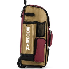Boombah Rolling Superpack Baseball/Softball Gear Bag - 23-1/2" x 13-1/2" x 9-1/2" - Vegas Gold/Cardinal - Telescopic Handle - Holds 4 Bats - Wheeled Version